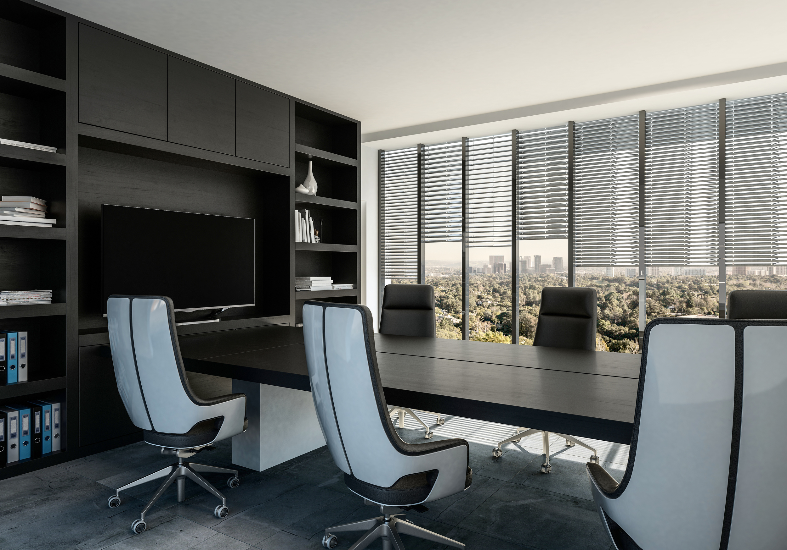 Elegant Boardroom Interior with Modern Chairs